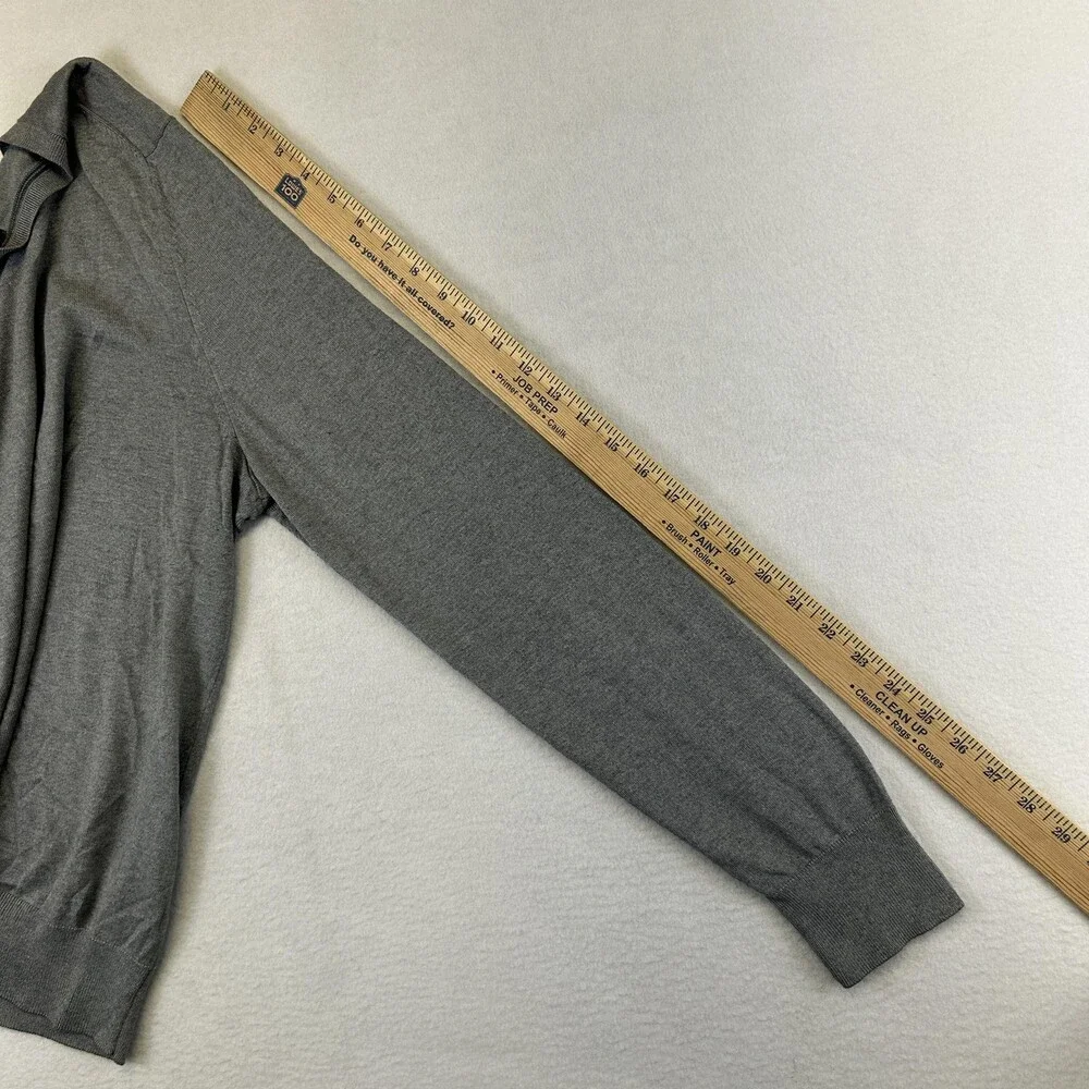 Banana Republic Sweater Mens Large Gray Silk Cotton Cashmere V Neck Pullover